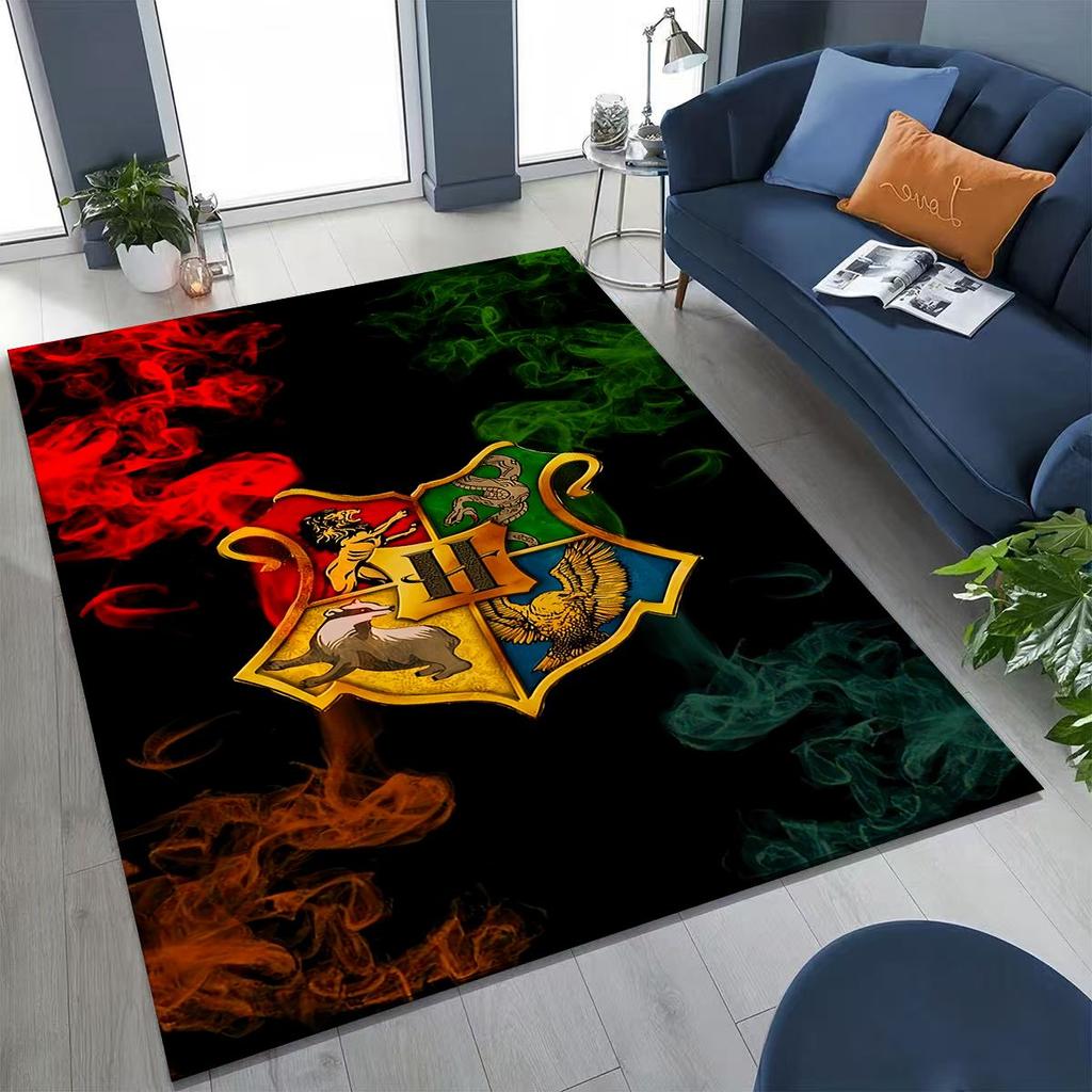 3D Cartoon H-Hogwarts Magic Sign Rug for Bedroom Living Room Sofa Home Doormat Decor, Large Kids Play Non-slip Floor Mat