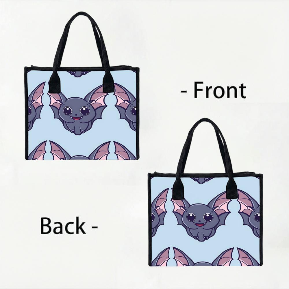 Cute Cartoon Bat Pattern Casual Tote Bag Portable Daily Shoulder Handbag