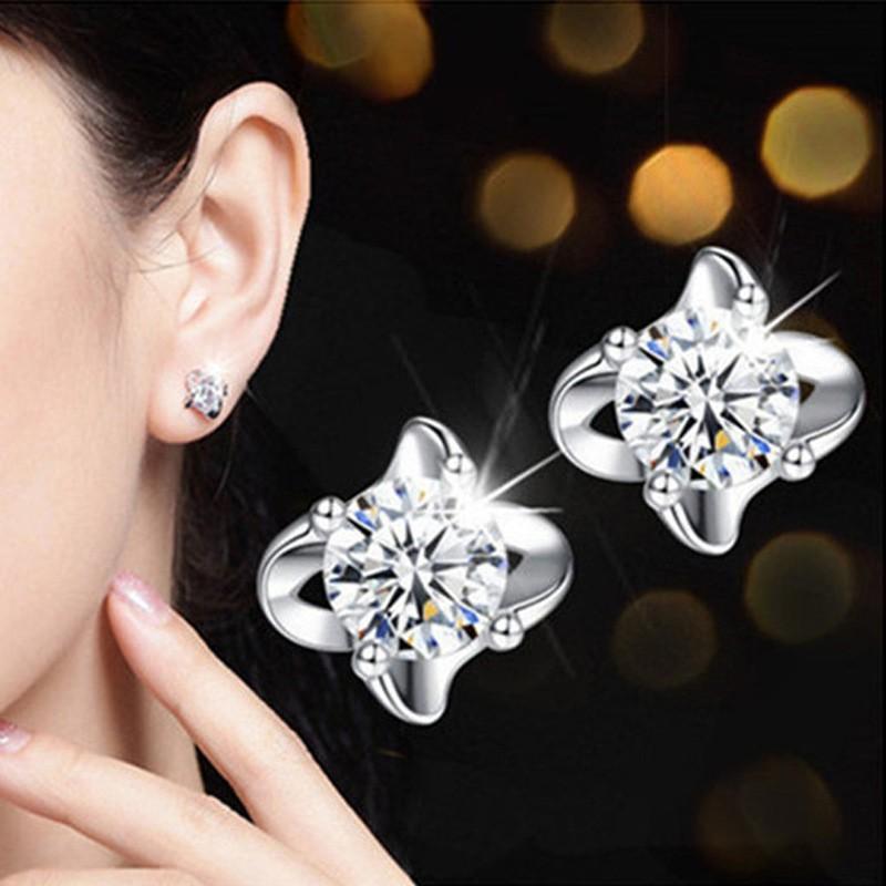 Zircon Fashion Windmill Stud Earrings Femininity Versatile Rotating Tide Earrings Jewelry 925 sterling silver