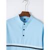 New Summer Men's Casual Sports Solid Colour Splicing Stripes Stand-up Collar Short Sleeve Polo Shirt