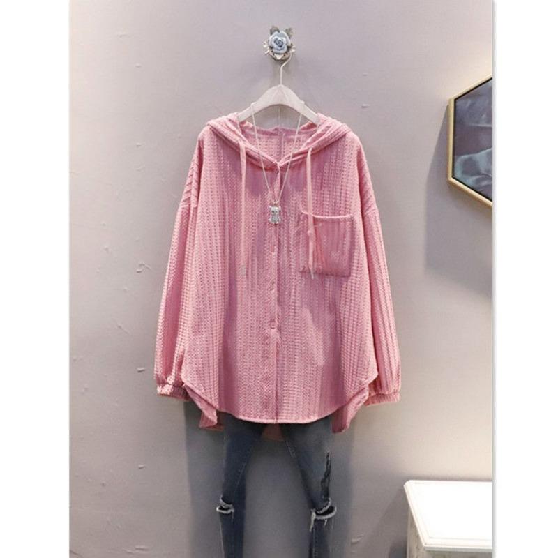 

Модний кардиган-толстовка з капюшоном для жінок. Вільний та універсальний. Повсякденне пальто в західному стилі. Однотонний топ на ґудзиках. S рожевий