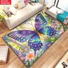 Watercolor Butterfly Floral Area Rug,Non-Slip Jungle Print Carpet for Living Room Bedroom, Aesthetic Nature Floor Mat Home Decor