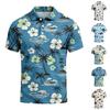 Maglietta Polo da Uomo Estiva Stile Hawaiano Stampata Vestibilità Larga Casual per Vacanze Manica Corta Tessuto Leggero Traspirante