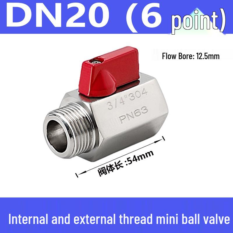 304 Stainless Steel Sanitary Mini Ball Valve, Internal/External Thread, High Pressure, 1/8"-3/4" Sizes, Open Pagoda Design