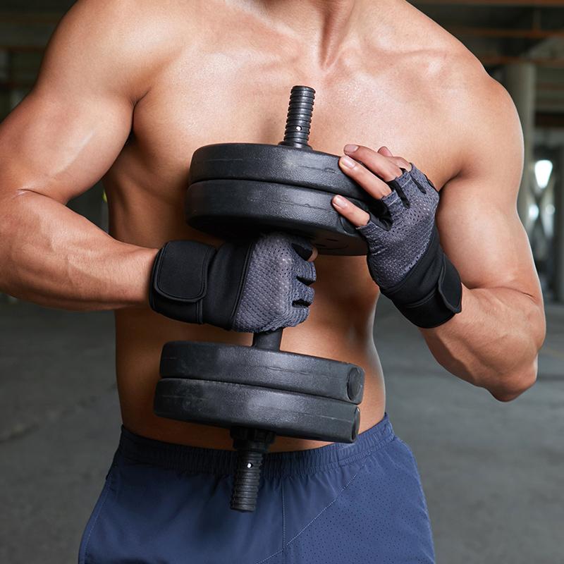 Custom Logo Half Finger Long Wrist Band Protection Gym Fitness Weight Lifting Gloves For Men