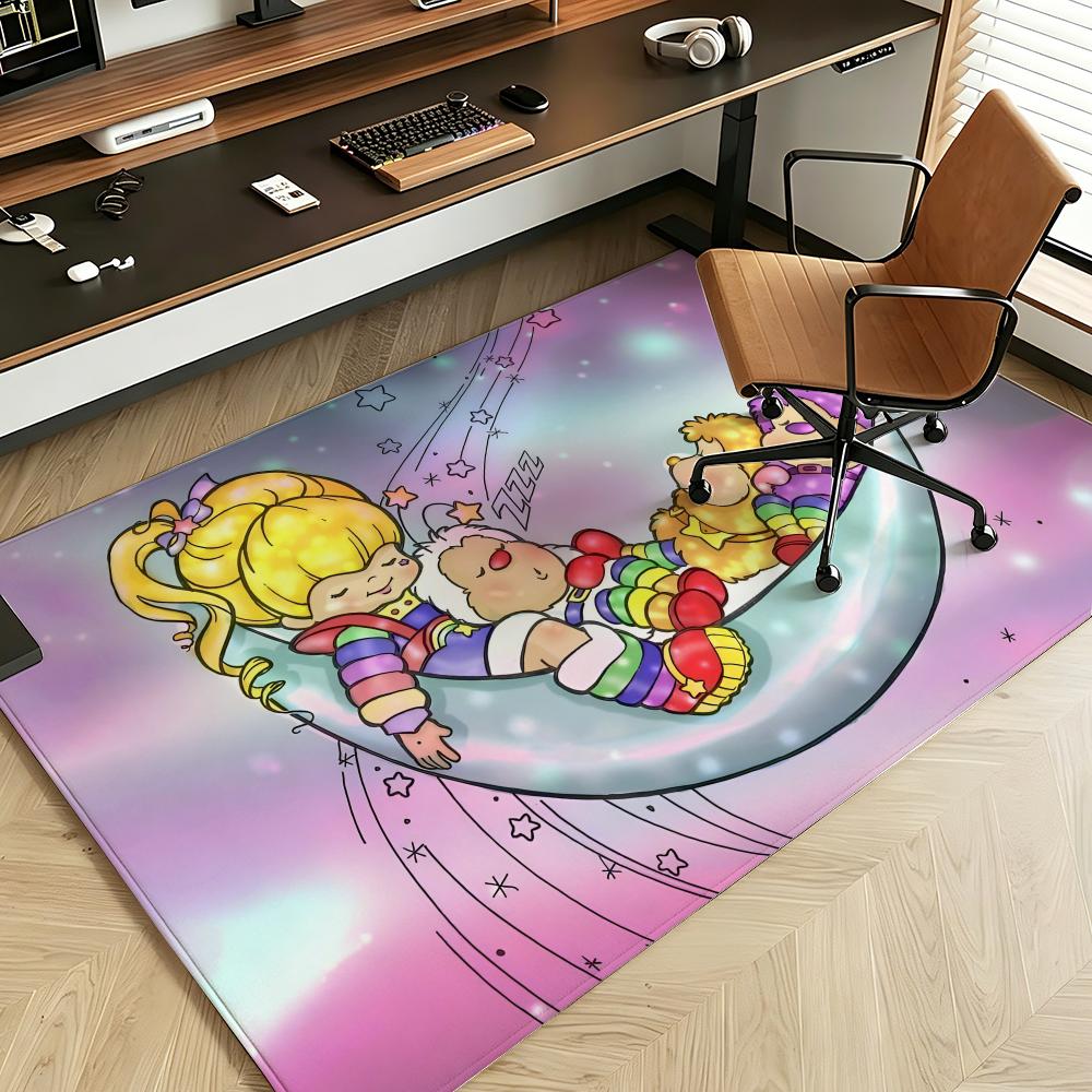 Character R-Rainbow B-Brite Floor Mat Soft Flannel Floor Mat Suitable for Entryways, Living Rooms, Bedrooms, and Bathrooms