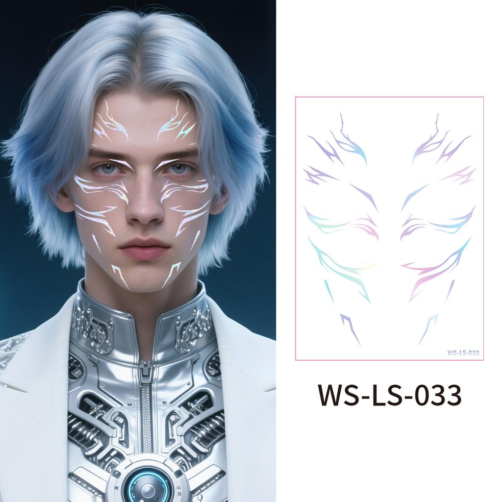 NEW Laser Temporary Tattoo Stickers Anime Cosplay Stage Performance Makeup Waterproof Facial Sticker Halloween Party Decorations