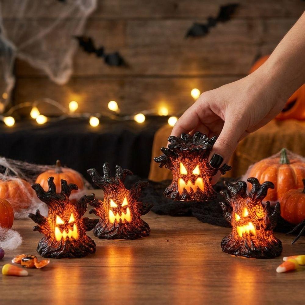 Glow Effect Scary Tree Stump Lamp Mini Tree Stump LED Ghost Decor Lights Window Holiday