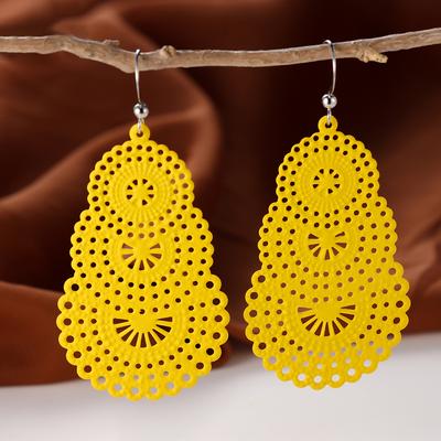 1 Pair Hollow Circle Design Dangle Earrings Boho Style Hook Earrings Bohemian Jewelry