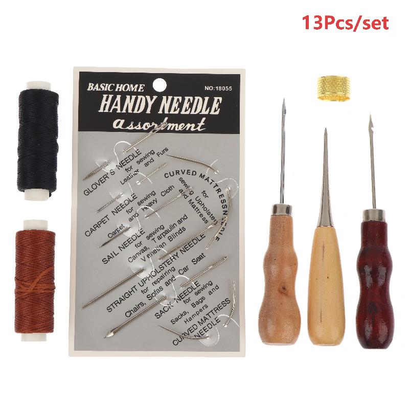 Leather Sewing Tools Kit Wear Resistant DIY Leather Craft Hand Stitching Set for Shoe Bag Repair Work
