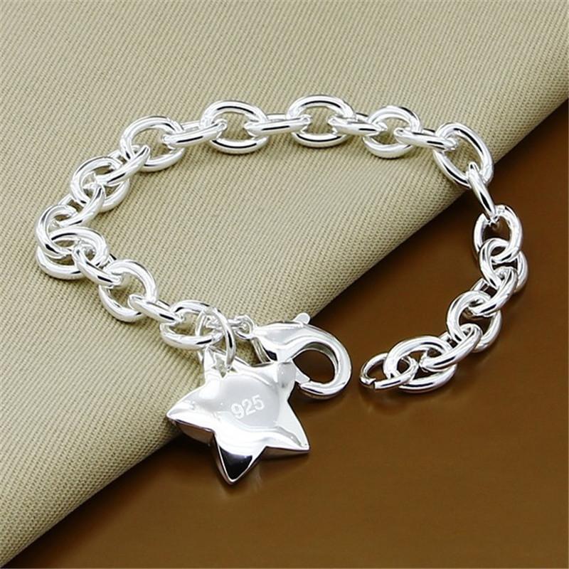 Silver Jewelry Plated with 925 Silver, Lucky Star, New Shrimp Buckle Bracelet 2026. 8MM*20CM