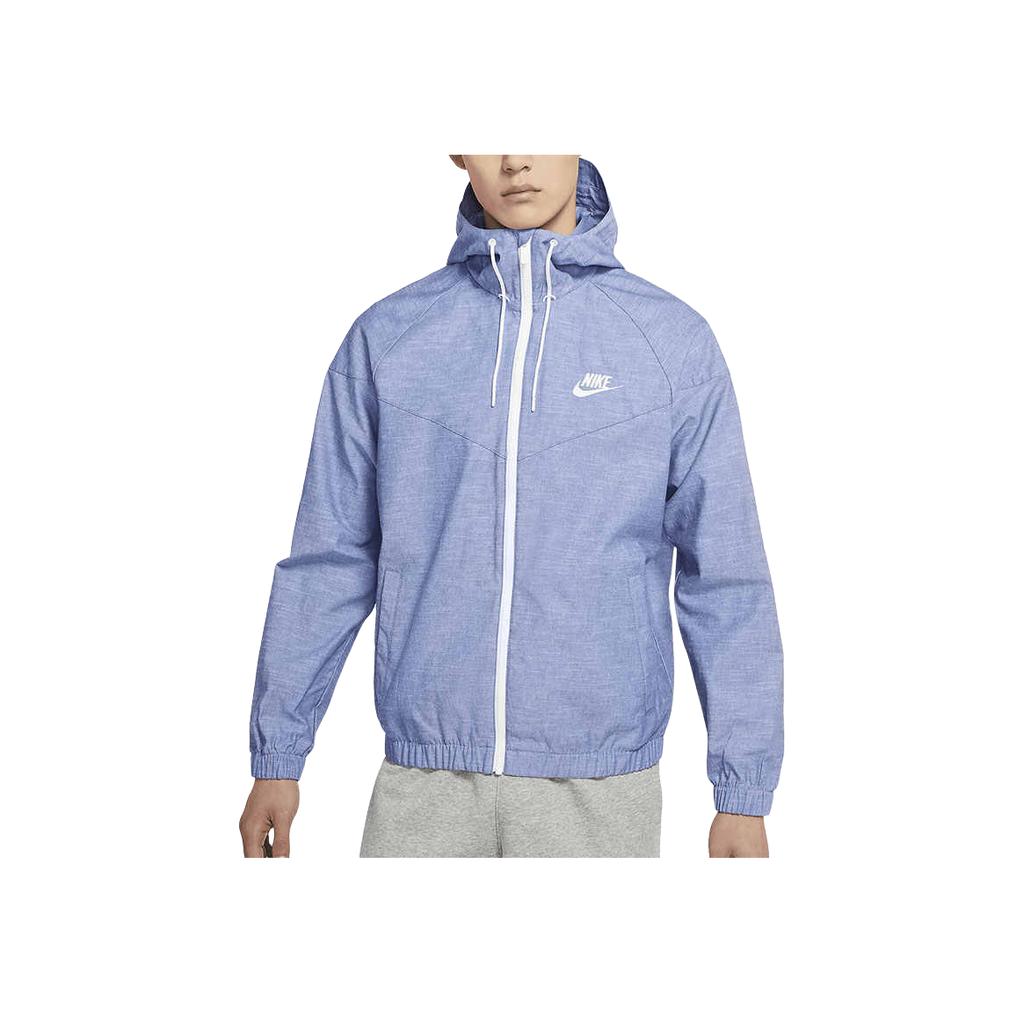Nike Sportswear Logo Embroidered Woven Breathable Hooded Jacket Men Jackets Power-Indigo DM1184-411