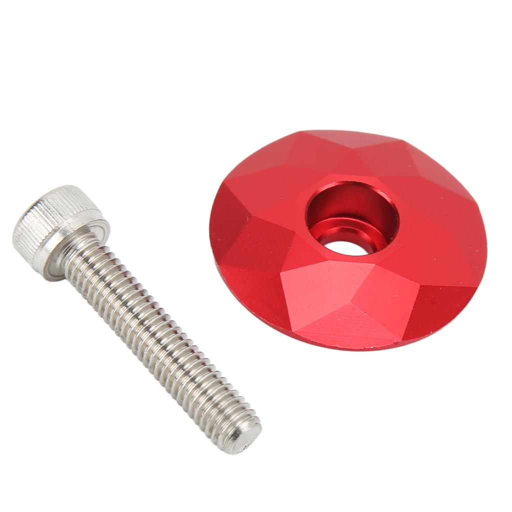 CANSUCC Aluminum Alloy Bike Stem Top Cover Pressure Resistant Bike Headset Top Cover with Screw for Cycling Red