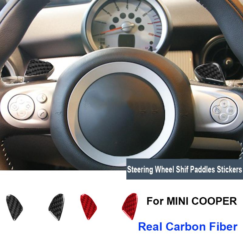Carbon Fiber Stickers Steering Wheel Shif Paddles Car Accessories Fit For Mini Cooper Hardtop R56 Clubman R55 Convertible R57