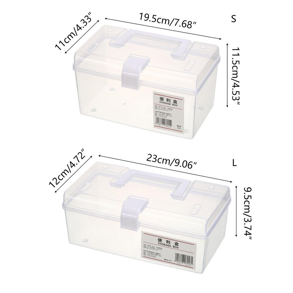 Scatola Portatile Trasparente con Manico Contenitore Multifunzione Forniture per Batteria Forbici Unghie Strumento di Bellezza Organizza