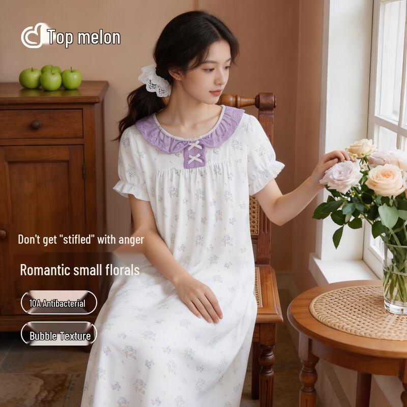 Dingguagua 10A Antibacterial Girls  Short Sleeve Nightgown 130