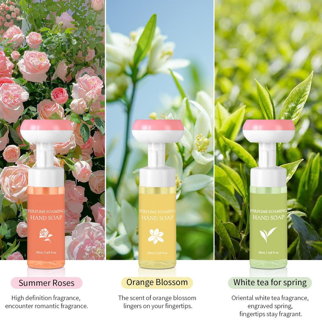 Moisturizing Liquid  Bubble Hand Soap With Scent Leaves Hands Soft And Clean, Silicone And Paraben Free, Contains Natural Ingredients  50ml*3