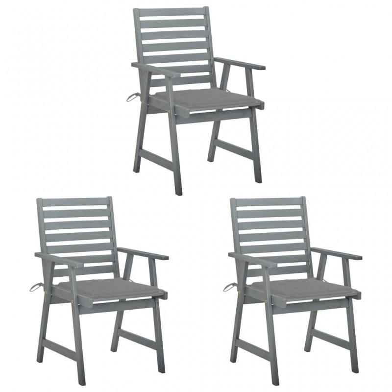 Day and Night - Day and Night Garden Dining Chairs 3 Units Solid Acacia Wood and Cushions