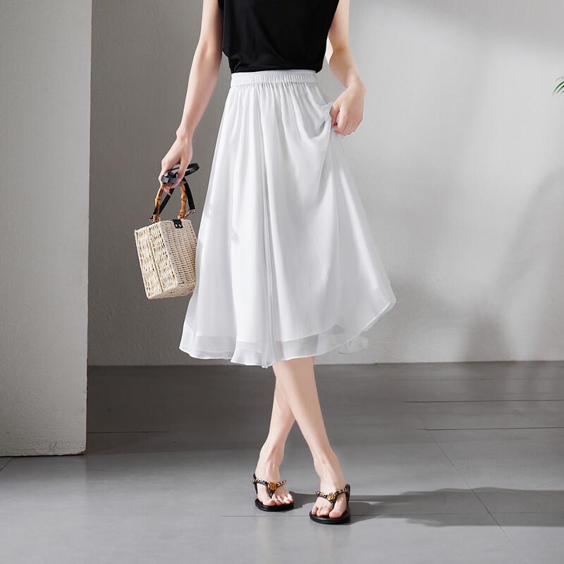SOFSIL Women s 100% Silk A-Line Midi Skirt L