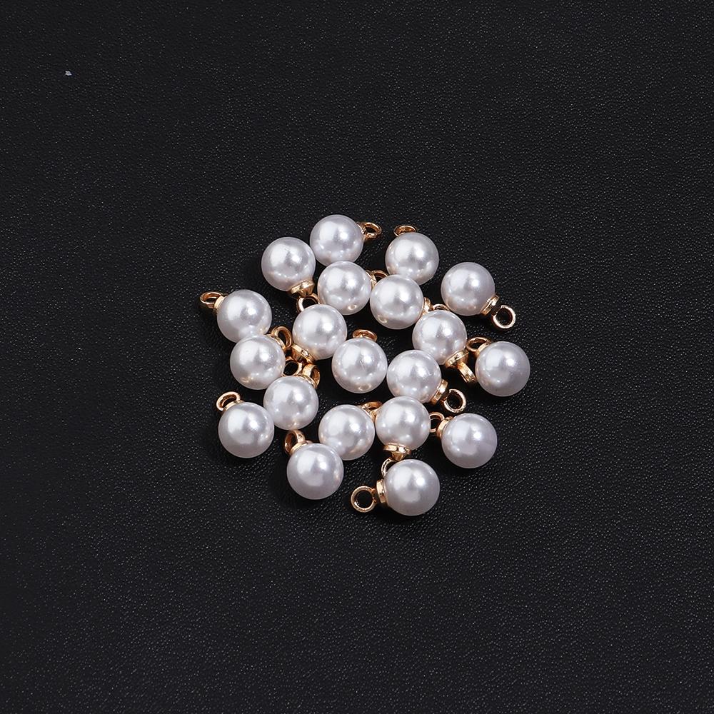 10-20 pcs/lot 6-20mm Round ABS Imitation Pearl Beads Pendant Beige White Charms For Jewelry Making DIY Fashion Necklace Earrings