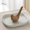 Resin Bird Ornaments Ornaments, Retro Wood Color Figurine, Handmade Carved Unique Home Accessories Decorative Statue for Country Farmhouse Tabletop
