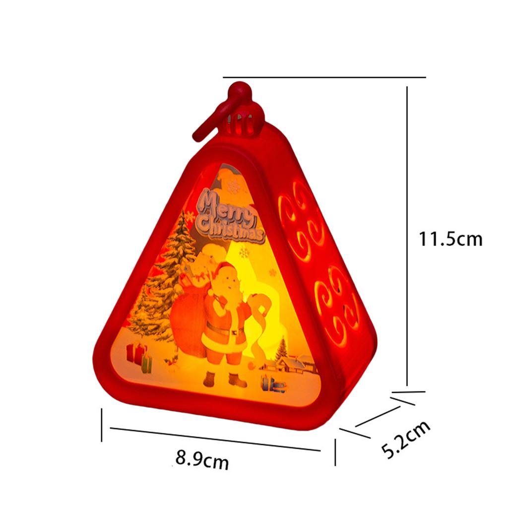 Mini Christmas LED Triangle Lantern Santa Claus Snowman Festival Lamp Bedside NightLight Xmas Holiday Table Decor Ornaments Gift