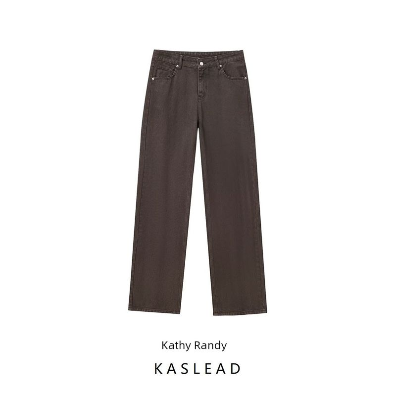 Kaslead New Arrival Women's Clothing Fashion Style Simple High Waist Loose Casual Denim Trousers 8197229