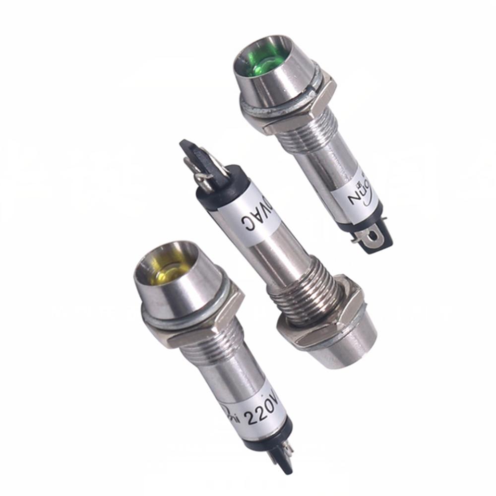 10Pcs Panel 8mm Mounting Red Green Yellow Indicator Light Indication LED Signal Lamp  DC24V XD8-1