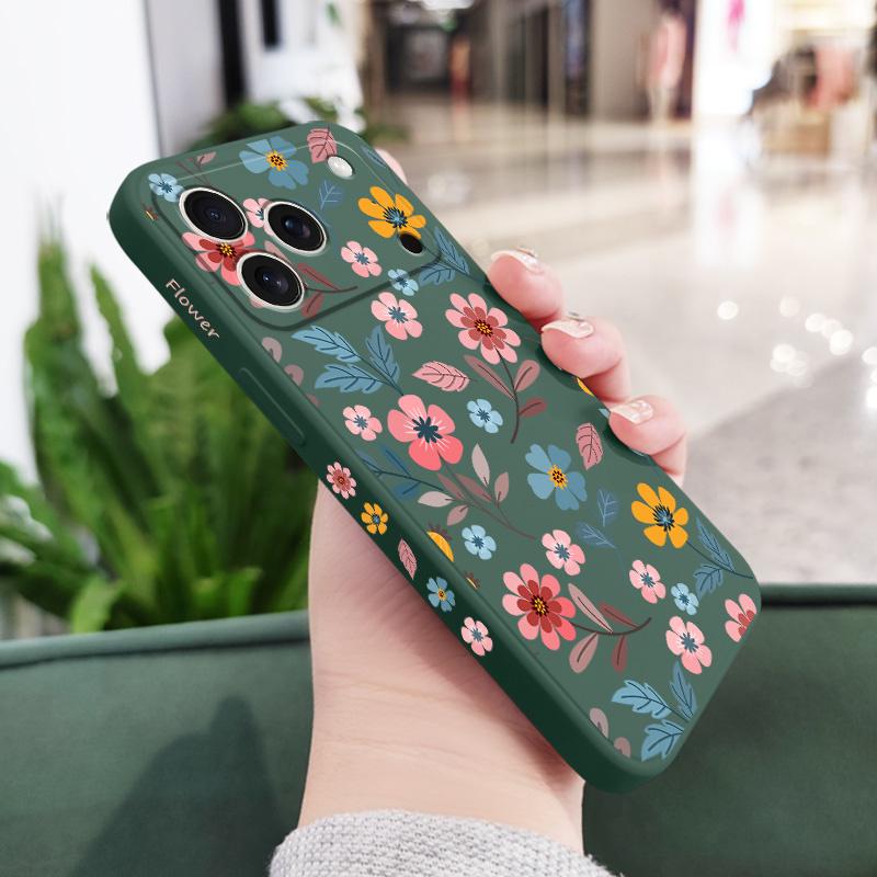 Flowerstalk Flower Phone Case For iPhone 17 Air 16 16e 15 14 13 Pro Max Plus Mini Liquid Silicone Soft Cover iPhone 16 Pro