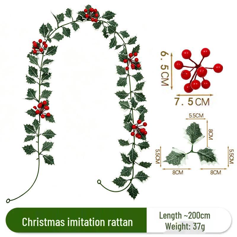 Artificial Red Berry Christmas Wreath & Greenery Ornaments for Home Decor
