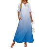 Ladies Casual Fashion Temperament Elegant Waist Gradient Color Print Long Dress