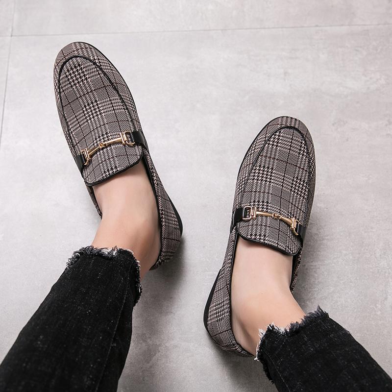 Stylish Plaid Loafers Men All-match Men Casual Shoes 2024 New Driving Flats Mens Breathable Slip on Shoes Men's Coiffeur Shoes