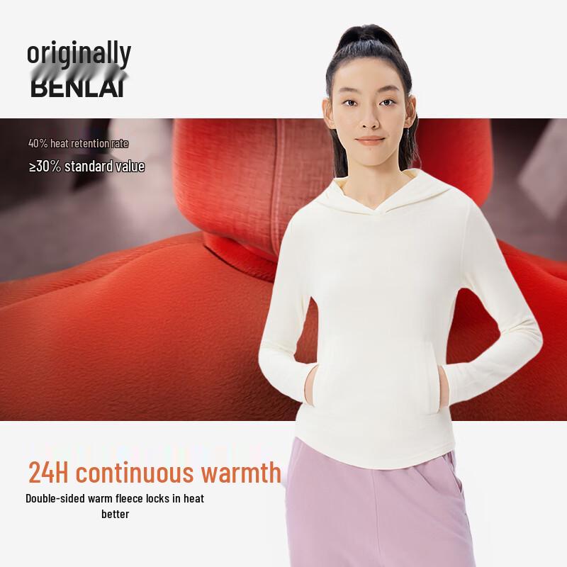 BENLAI Women's Fleece Lined Hooded Slim-fit T-Shirt