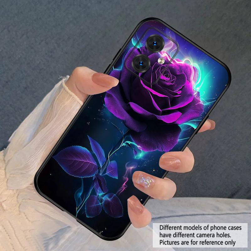 Dark Purple Rose For Moto Edge 40 50 Neo 5G E 14 15 G04 G05 4G G24 G34 G35 G54 POWER G55 G75 G84 85 silicone soft phone case
