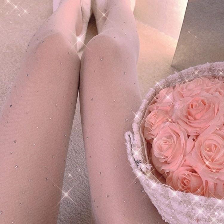 Nightclub Sexy Ultra-Thin Black Silk Diamond Socks Dark Thin Bottom Silk Pantyhose Pure Desire Hot Diamond Stockings Women