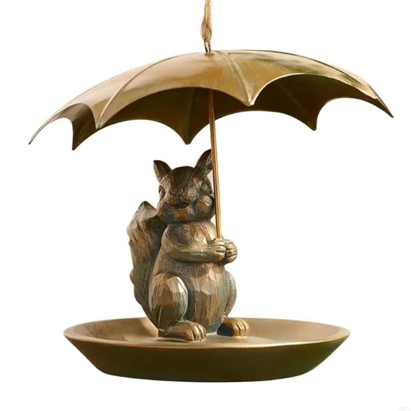 Rust Resistant Hanging Bird Feeder Animal Design With Umbrella Top Large Capacity Container For Backyard Wildlife