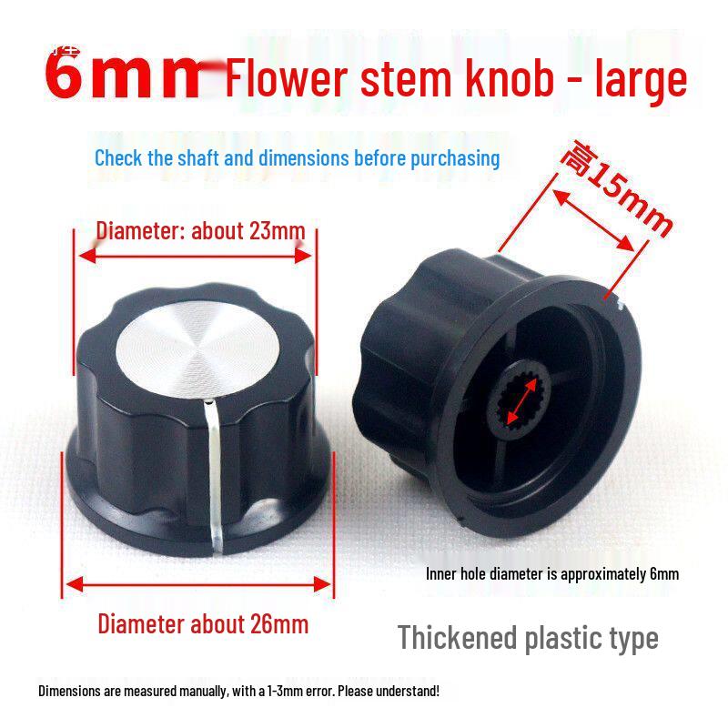 Metal Knob Power Amplifier Potentiometer with 6mm Shaft & Plastic Cap