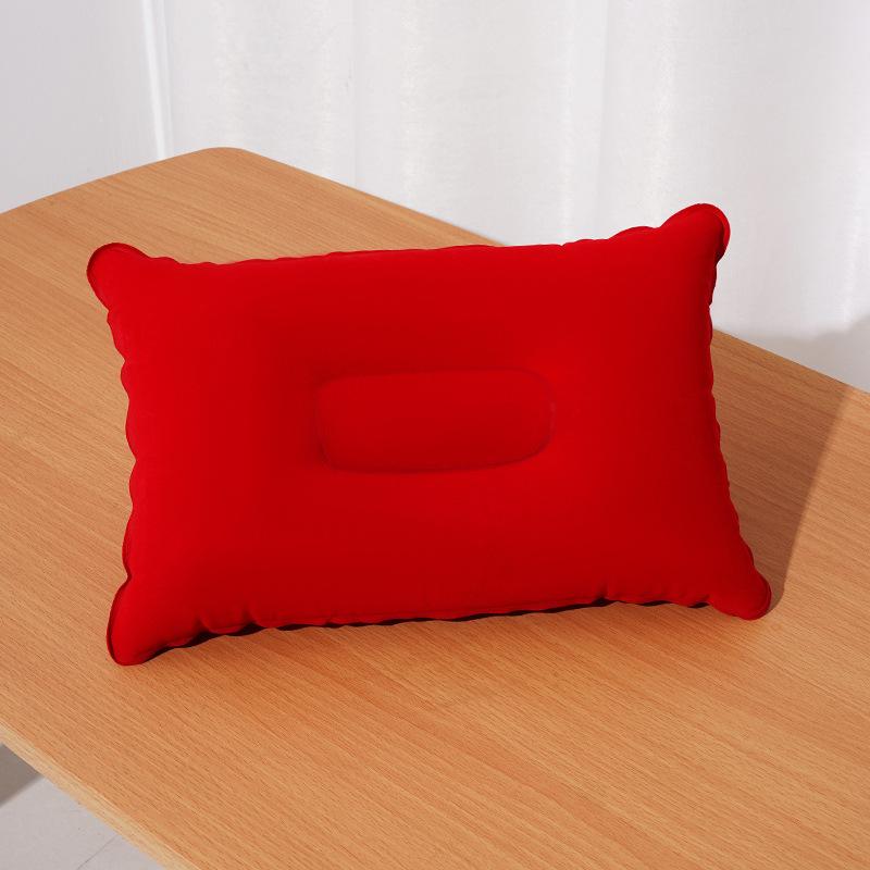 Inflatable Pillow Ultra Soft Flocked PVC Ergonomic Neck Support Foldable for Airplane Travel Camping Hiking