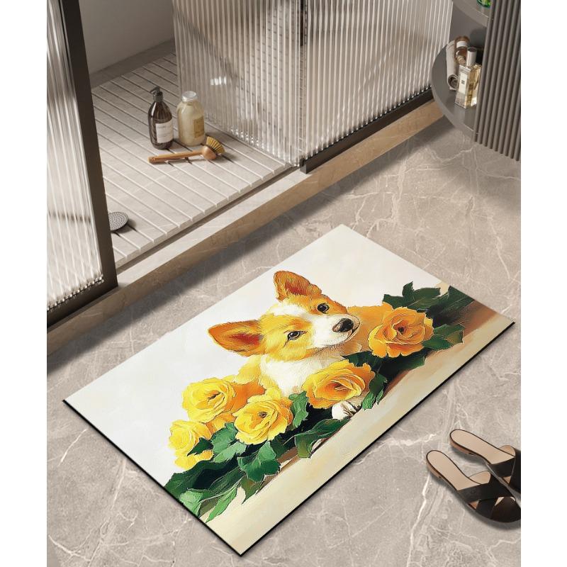 Festive Diatom Mud Floor Mat, Water-absorbent, Non-slip, Quick-drying Bathroom Floor Mat, Bathroom Door Mat, Stain-resistant Carpet At Kitchen Door
