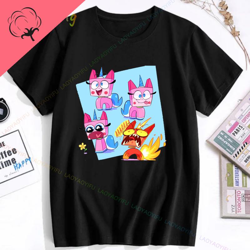 Unikitty Cat Print Funny Tee Shirt Cute 90s  Funny Tee Man Womens 100 Cotton Short Sleeves Couple Birthday Gift Party Shirt
