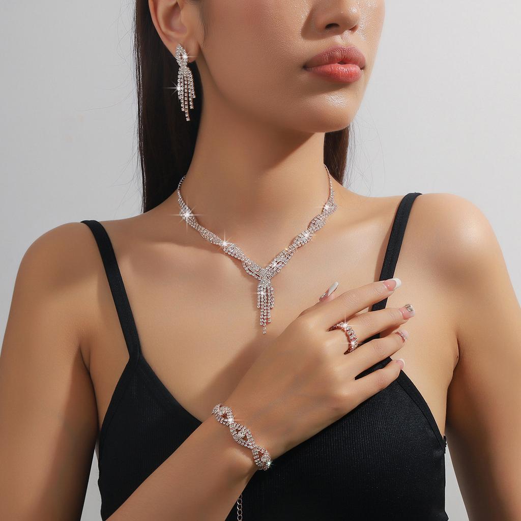 Bridal Jewelry Set - Necklace  Earrings  and Four-piece Set - Wedding Accessories - Banquet Dress Necklace Set