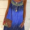 Ladies Fashion Summer Boho Loose Casual Print Ethnic Slip Dress
