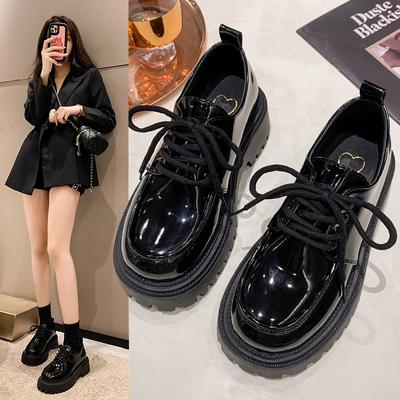 British Style Small Leather Shoes Women's 2025 New Autumn Shoes Platform-soled Lace-up Round Head Single Shoes Spring and Autumn Retro Loafers
