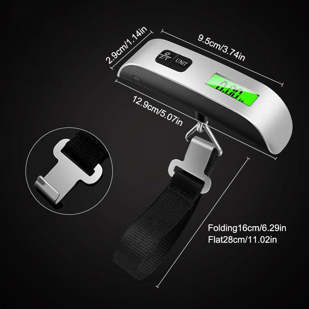 50kg/110lb Electronic Hanging Suitcase Travel Weighs LCD Display Pocket Electronic Suitcase Travel Scale Hand Luggage Scale