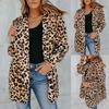 Moda damska Leopard Faux-Fur Fuzzy Warm Winter Oversized Outwear Long Coat
