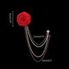 Bridegroom Wedding Brooches Cloth Art Rose Flower Lapel Pin Well-designed Badge Tassel Chain Chest Brooch Fashion Badge