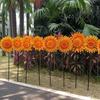 Outdoor Garden Windmill Butterfly Flower Windmill Sunflower Wind Spinner Garden Decor 360 Degree Rotating Metal Flower for Patio