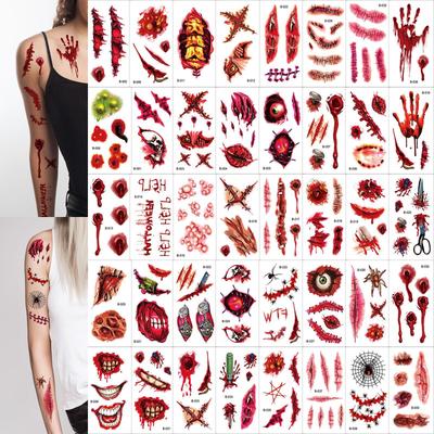 Waterproof Halloween Horror Scar & Face Tattoo Stickers