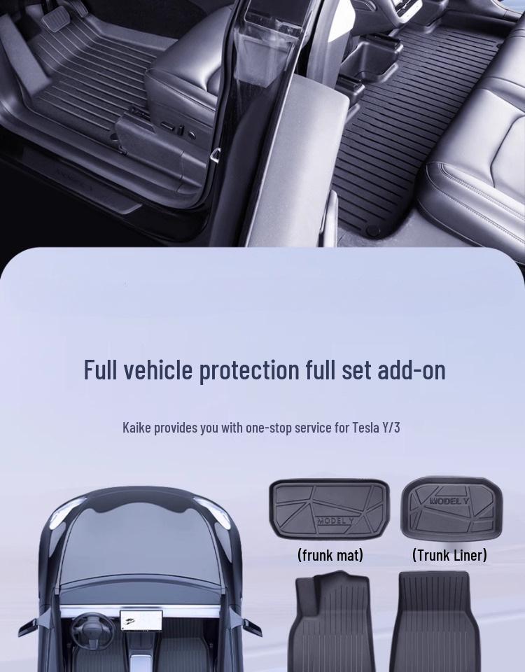 Tesla Model Y & 3 Custom TPE Floor Mats - Full Surround Car Carpets