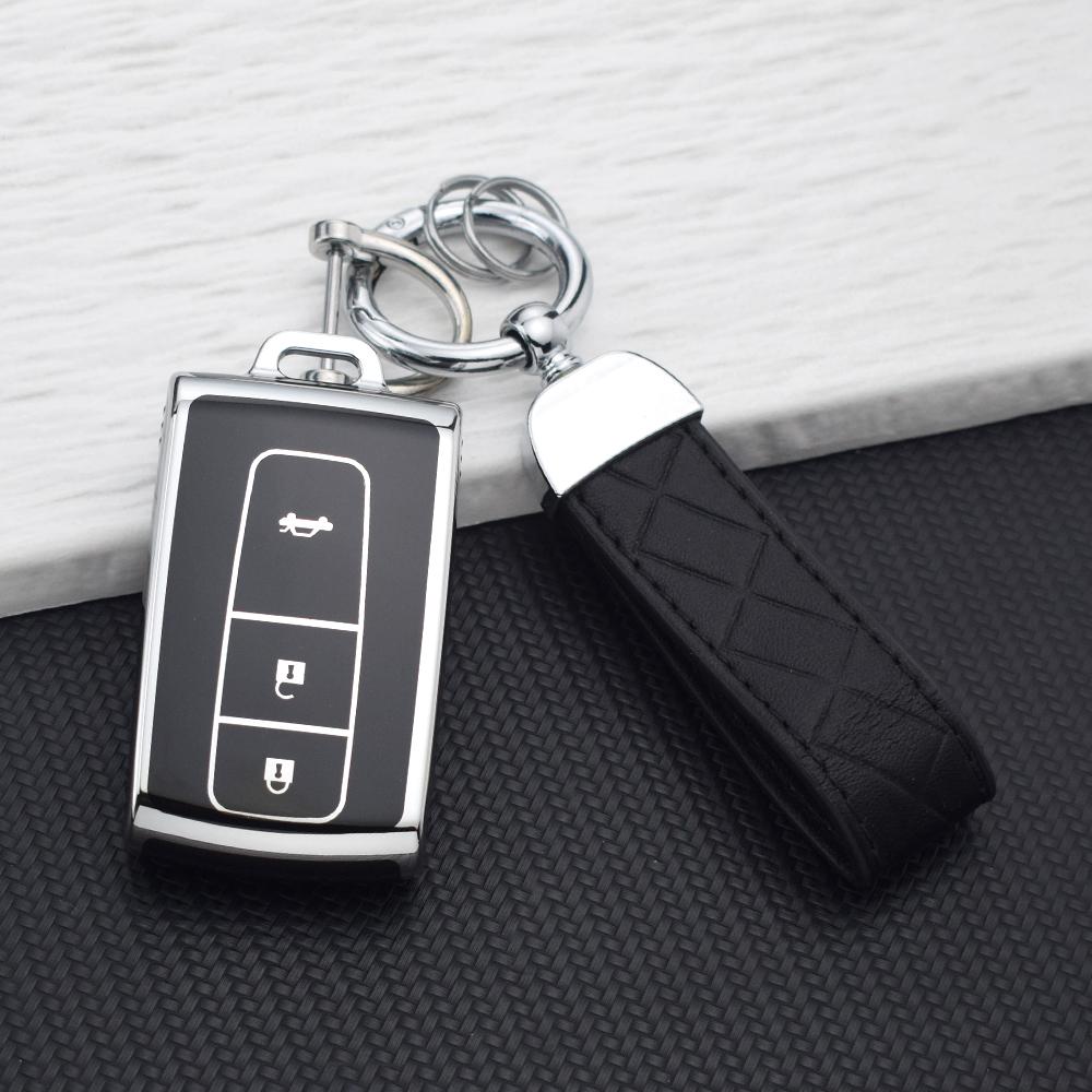 Silvery TPU Car Key Fob Case Cover for Toyota Prius 2004-2008 Corolla Verso Camry 3 Buttons Key Shell Protector Holder Keychain
